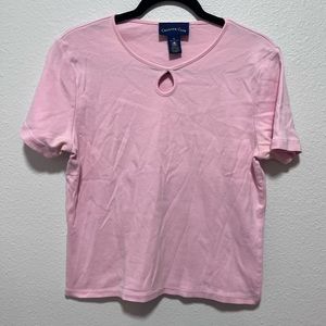Charter Club Pink Cotton Keyhole T-Shirt Size Medium
